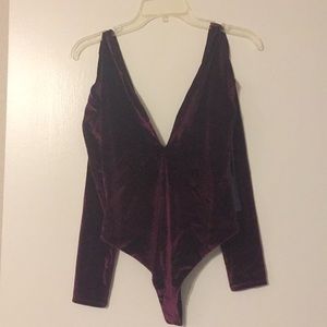 Super cute crushed velvet bodysuit thong
